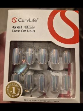 CurvLife Gel Press-On Nails - Holographic Pearl- NEW, Box Opened-never Used.